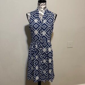 Paper Crown Navy and White Geometric Mini Dress